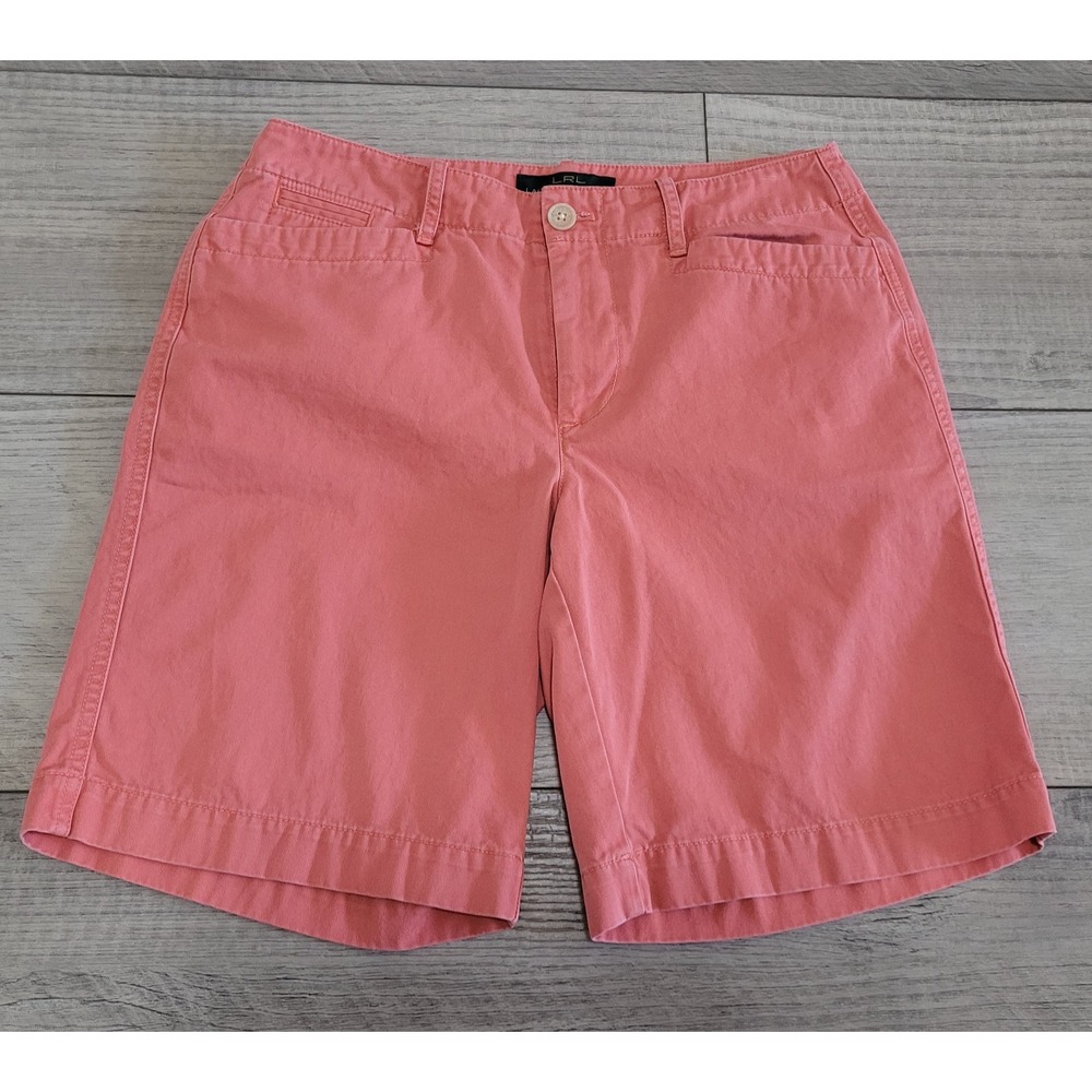 VTG Lauren Ralph Lauren Womens Shorts Size 4 Coral Pink Chino 29x9 Resort Preppy